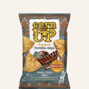 رقائق تورتيلا الذرة من Corn Up بنكهة Texas Style BBQ هي خيار مثالي لمحبي السناك اللذيذ بطابع صحي أكثر.