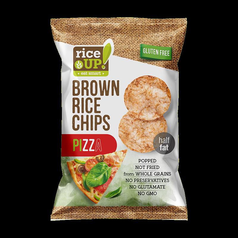 شيبس أرز بني كامل بنكهة البيتزا – RiceUP Popped Brown Rice Chips